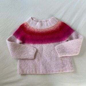 Rose Carmine Mock-Neck Rainbow-Striped Sweater Pink Ombre Size 1